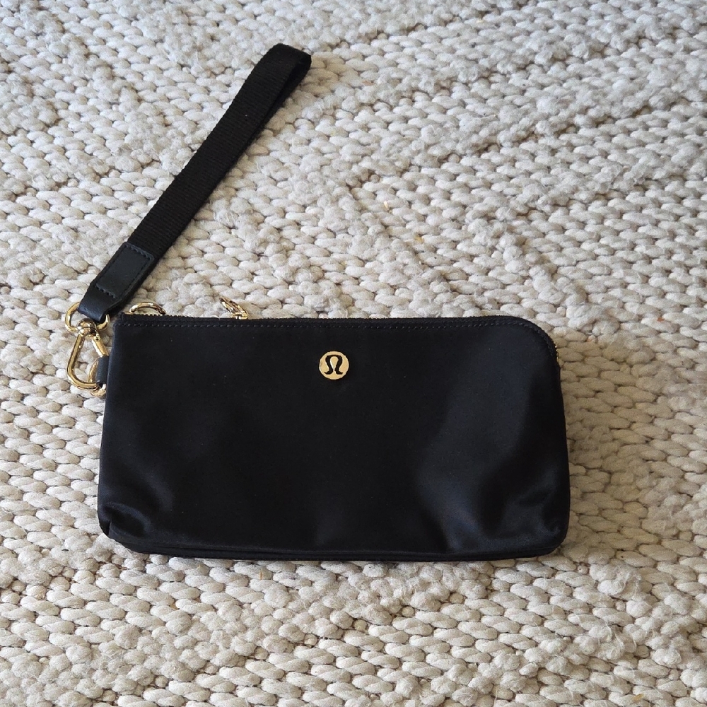 lululemon athletica Black Wristlet with Gold Accent
